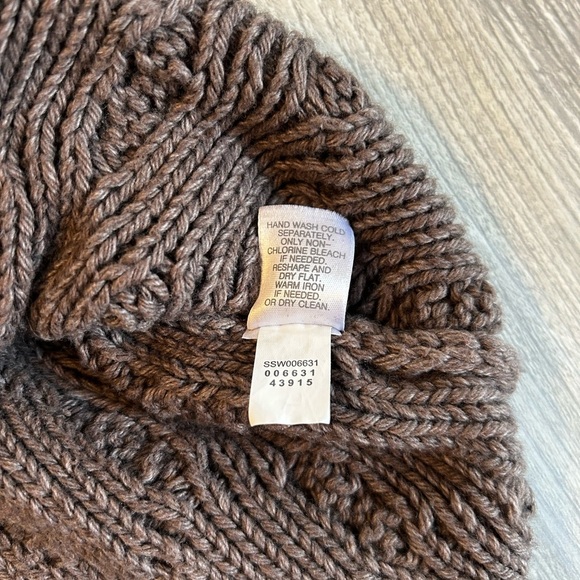 Pure Jill Sweater Women’s Medium Brown Wool Blend Cable Fisherman Knit Pullover. - Picture 8 of 10